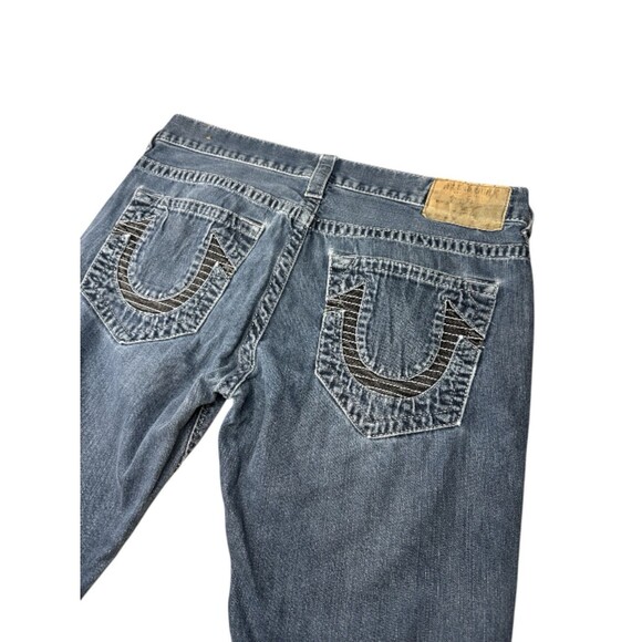 True Religion Men’s Moto Slim Run Stitch Jeans Size 36 Denim Streetwear Edgy - Picture 10 of 11